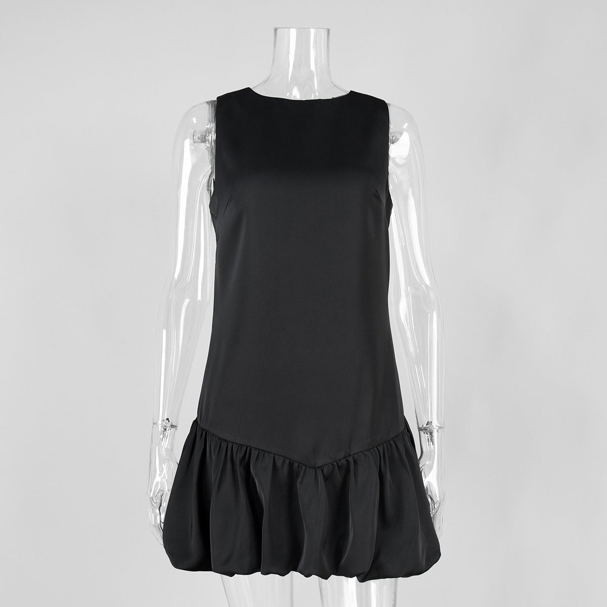 Stylish Black Bud-Shape Patchwork Dress