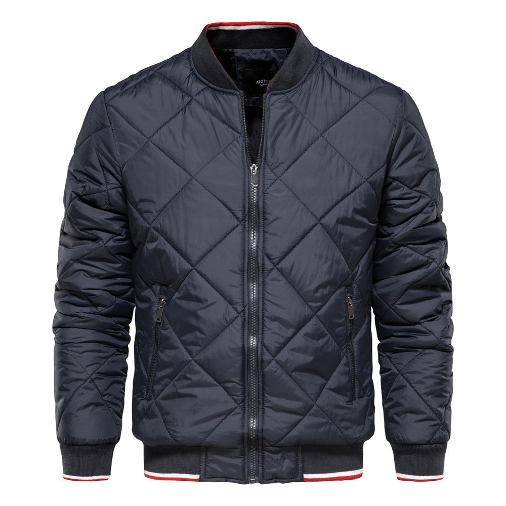 Men's Stand Collar Cotton-padded Jacket Solid Color Casual Cotton-padded Jacket