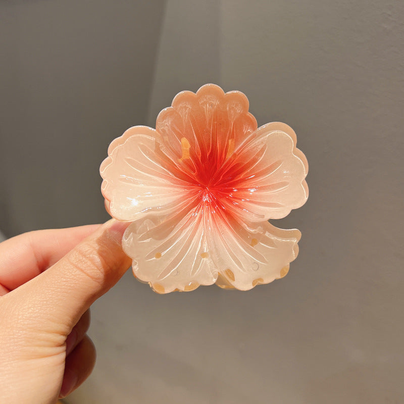 Gradient Color Curly Heart Flower Barrettes Large Headdress