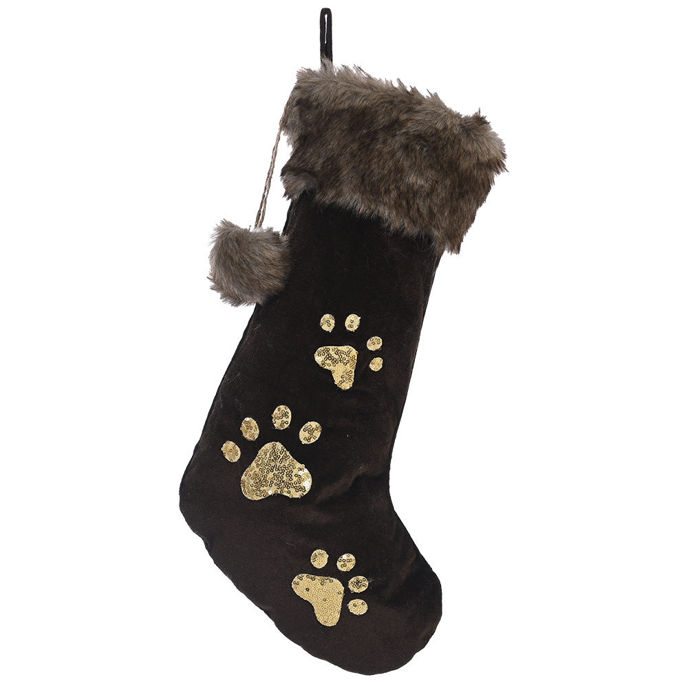 Flannel Pearl Snowflake Christmas Stocking White