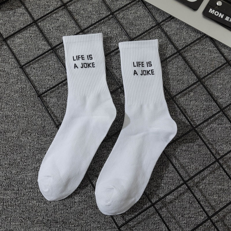 Letter White Men's Long Socks