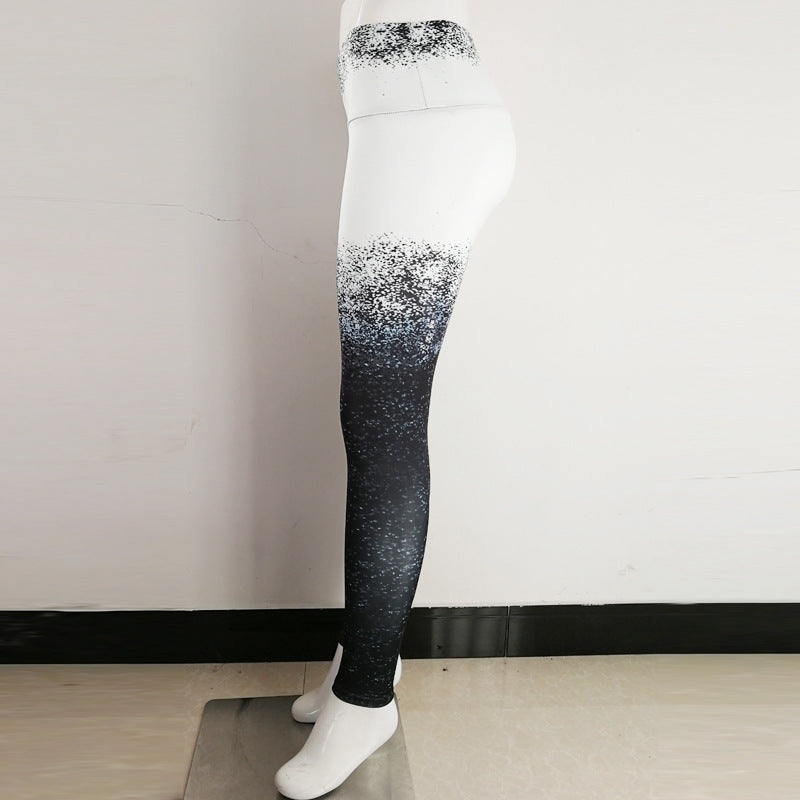 Sort-hvid gradient digitalt printede sportsyogabukser