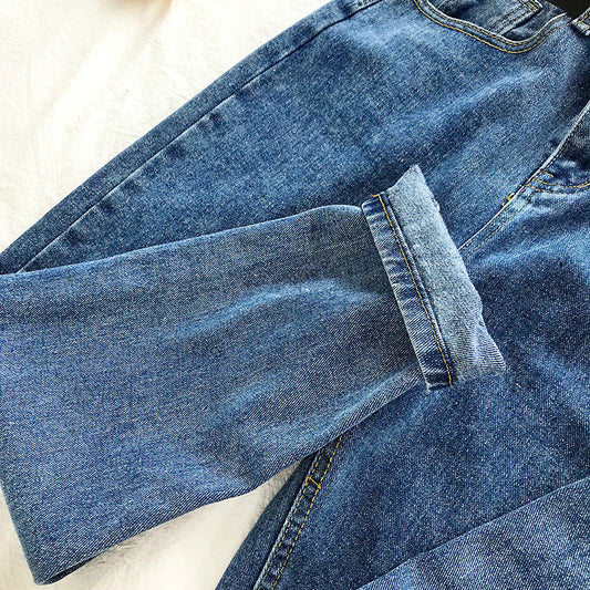 Look thin high waist straight ninth trousers