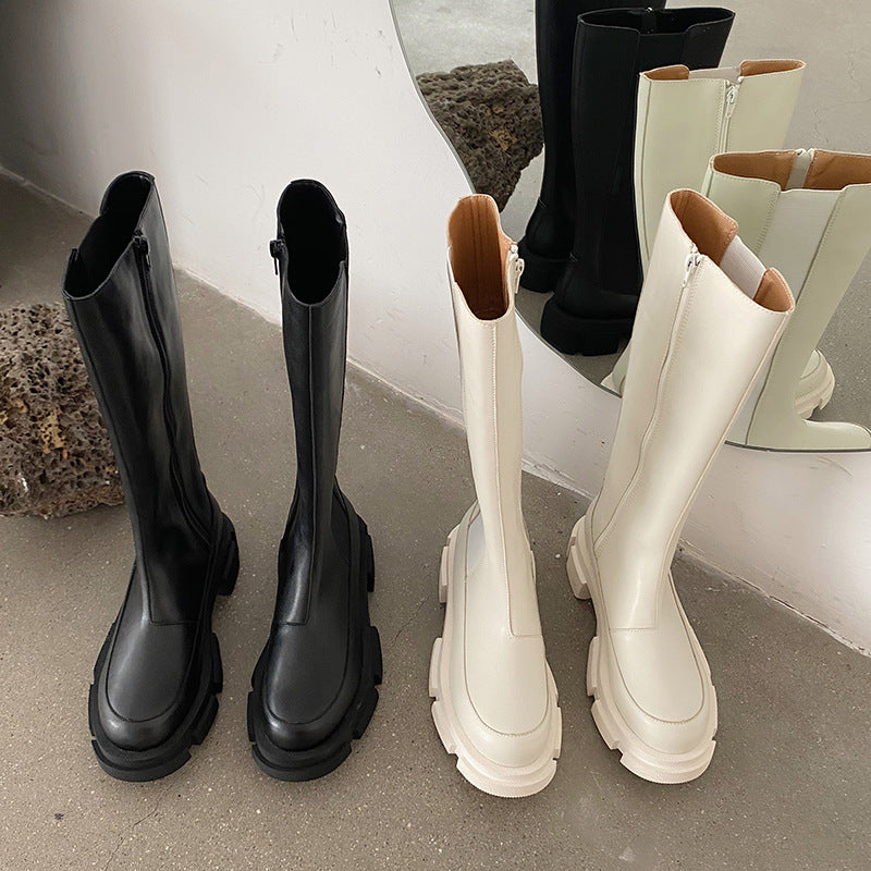 Fashion All-Match High Side Zipper Platform Boots