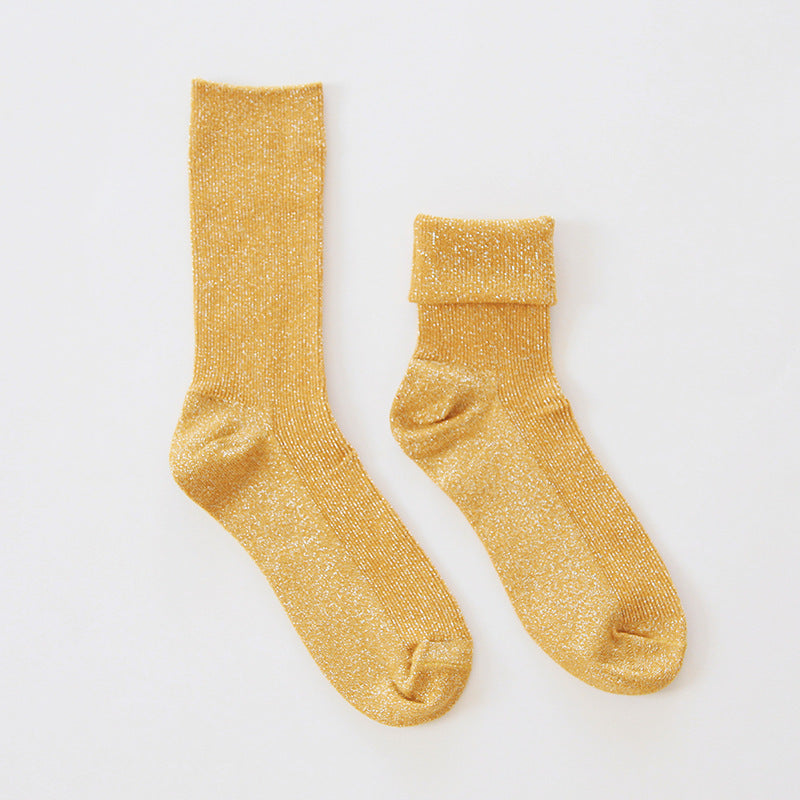 Winter fashion warm solid color flash socks