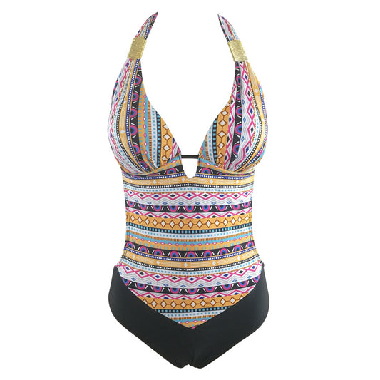 Printed Siamese Back Hollow Halter