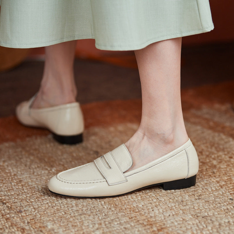 New Full-leather Flat Grandma Shoes Early Spring Shoes