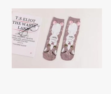 Spring and autumn new cartoon straight socks female adult animal cute female socks cat cotton socks in stockings