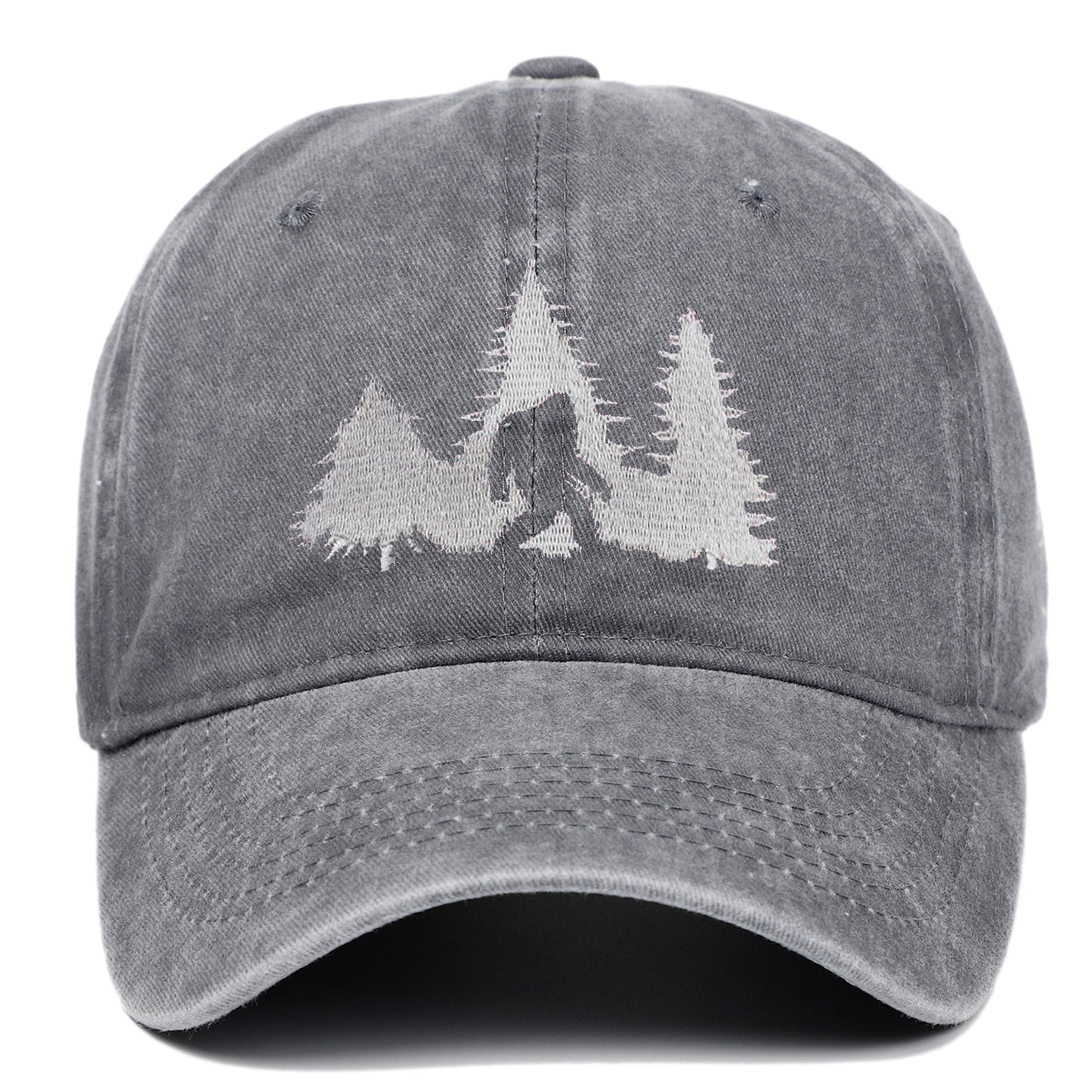 Big Foot Embroidered Baseball Cap Worn Looking Washed-out