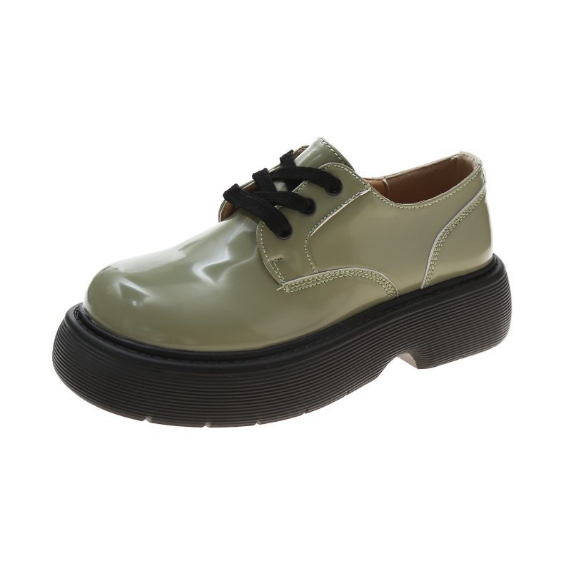 British Style Small Leather Shoes Women's Spring New Patent Leather Lace-up Platform Shallow Mouth Single Shoes Loafers