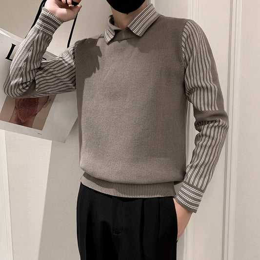 Fake Two Pieces Sweaters Men's Base Knitting