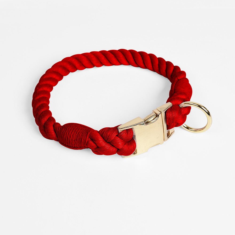Woven Gradient Color Cotton String Dog Pet Traction Collar