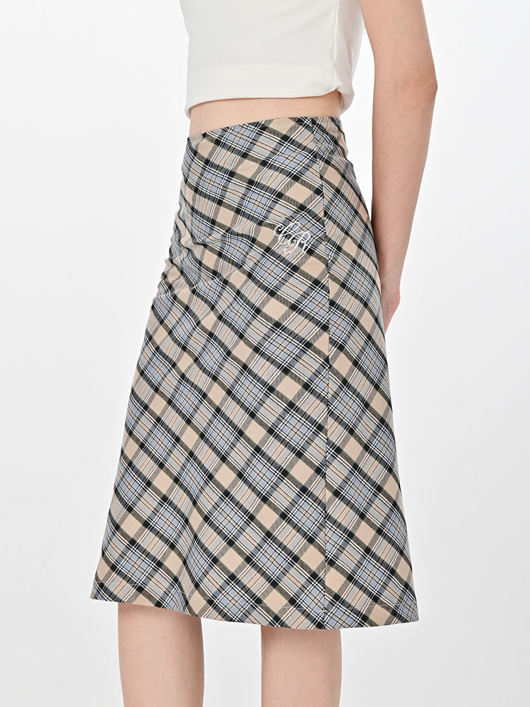 Plaid Skirt Women's High Waist Mid-length Hip Skirt