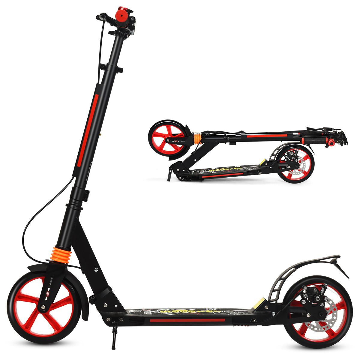 Klappbarer Kickscooter Mit Klingel & Ständer Höhenverstellbarer Scooter Roller Tretroller