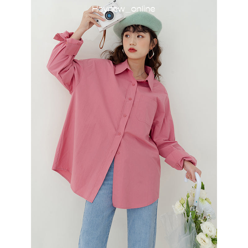 Solid Color Shirt For Women Casual Fashion All-matching