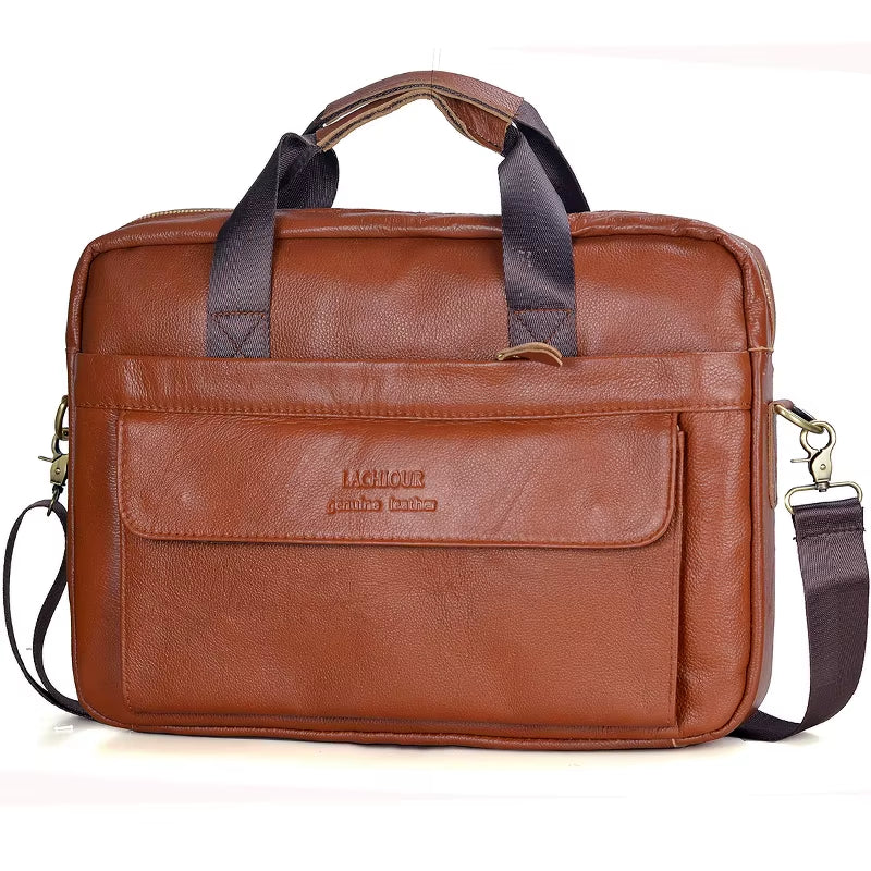 Men's Genuine Leather Messenger Bags for Business and Travel - Casual Laptop Crossbody Shoulder Bags