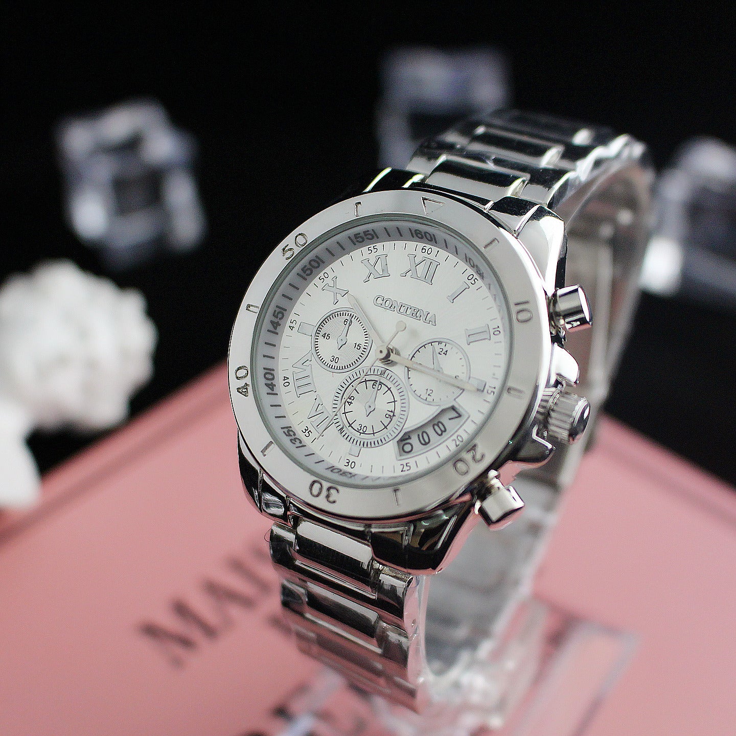 Vintage three-eye quartz watch