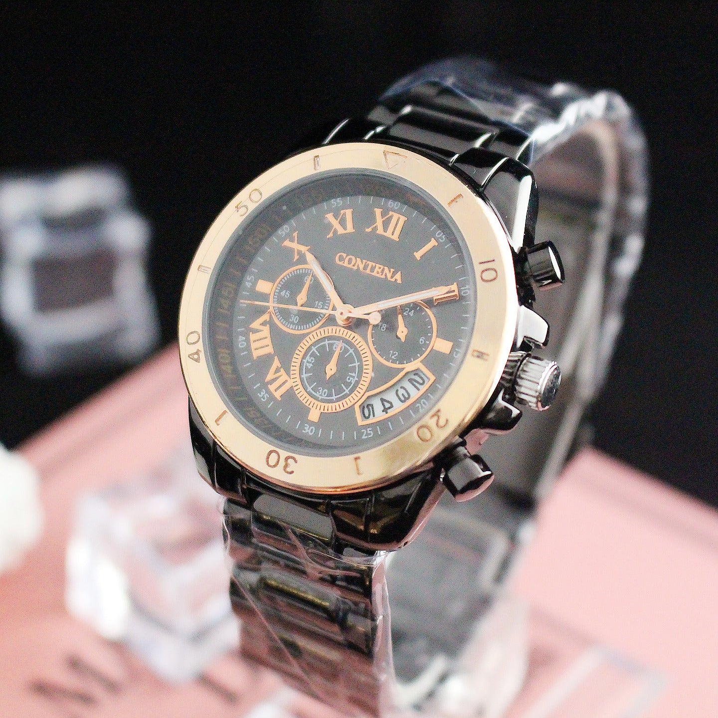 Vintage three-eye quartz watch