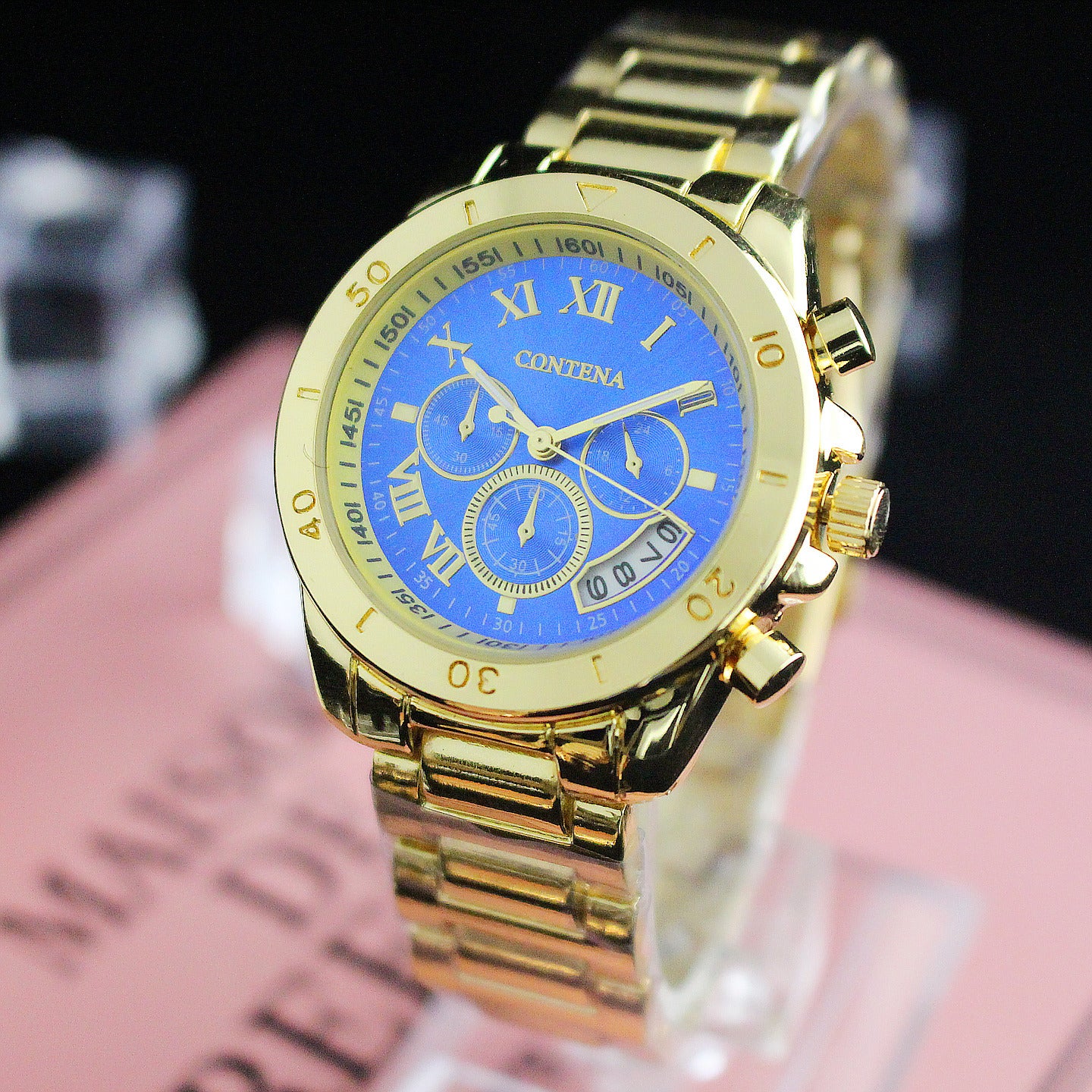 Vintage three-eye quartz watch