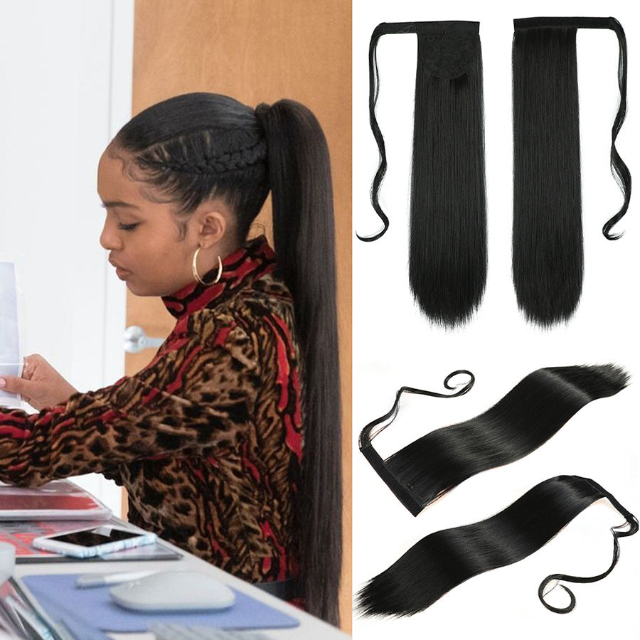 Long Straight Synthetic Wig With Headband For Womens Ponytail