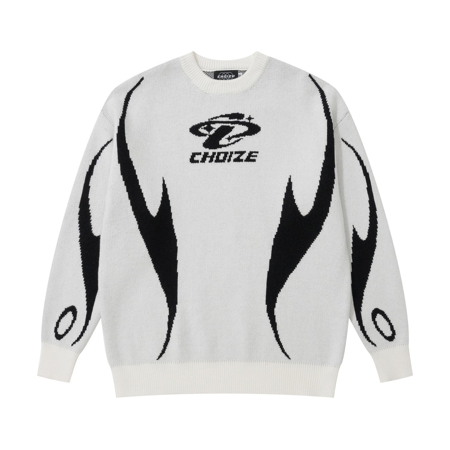 Autumn And Winter New Real Shot Maychao Jacquard Color Block Crew Neck Pullover Sweater