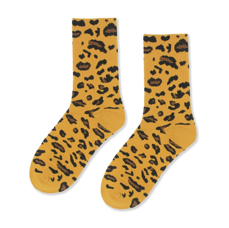 Leopard socks, female leopard, personality, tide, autumn and winter, Korean version, stockings
