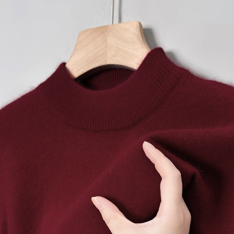 Casual Fashion Bottoming Shirt Young And Middle-aged Simple Half Turtleneck Solid Color Sweater For Men