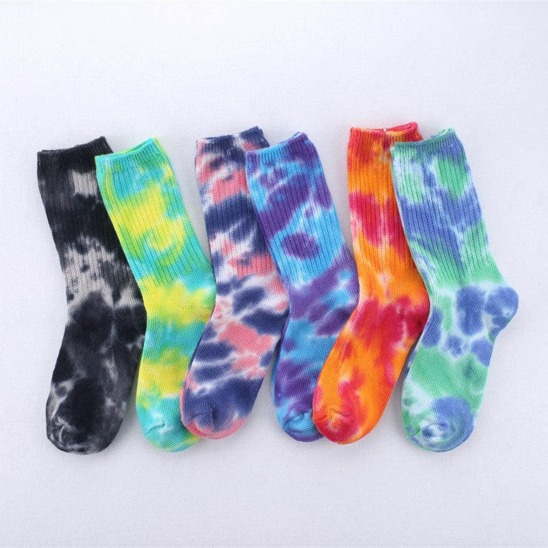 Tie-dye ethnic style piled socks