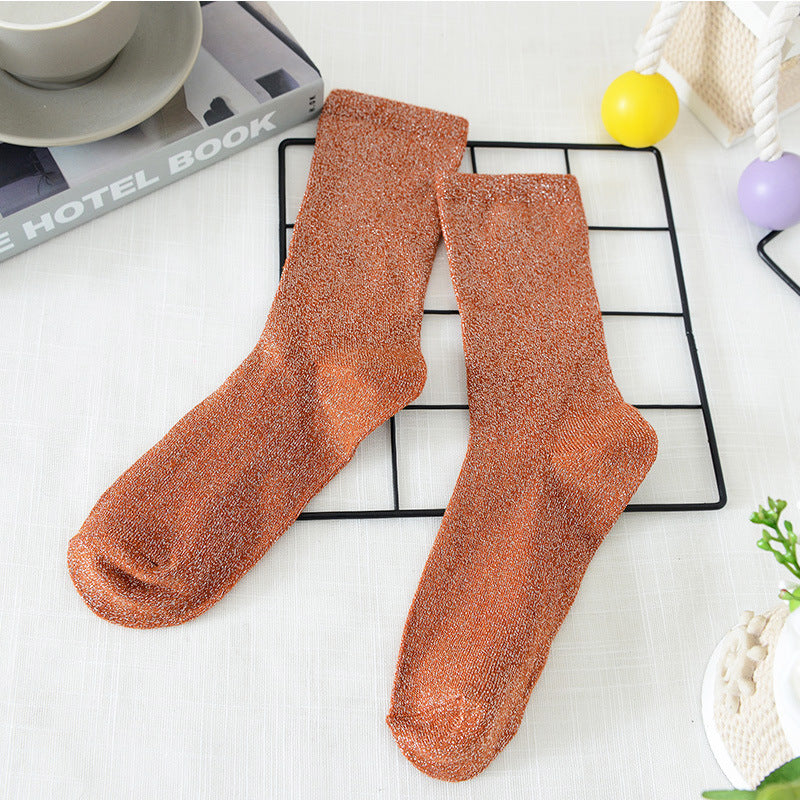 Women's Solid Color Thin Breathable Japanese Lurex Socks