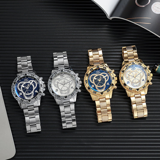Men's All-match Simple Three-eye Steel Watch