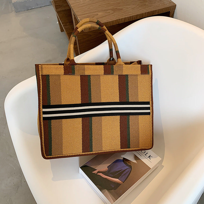 New Fashion Plaid Large Capacity Canvas Tote Bag