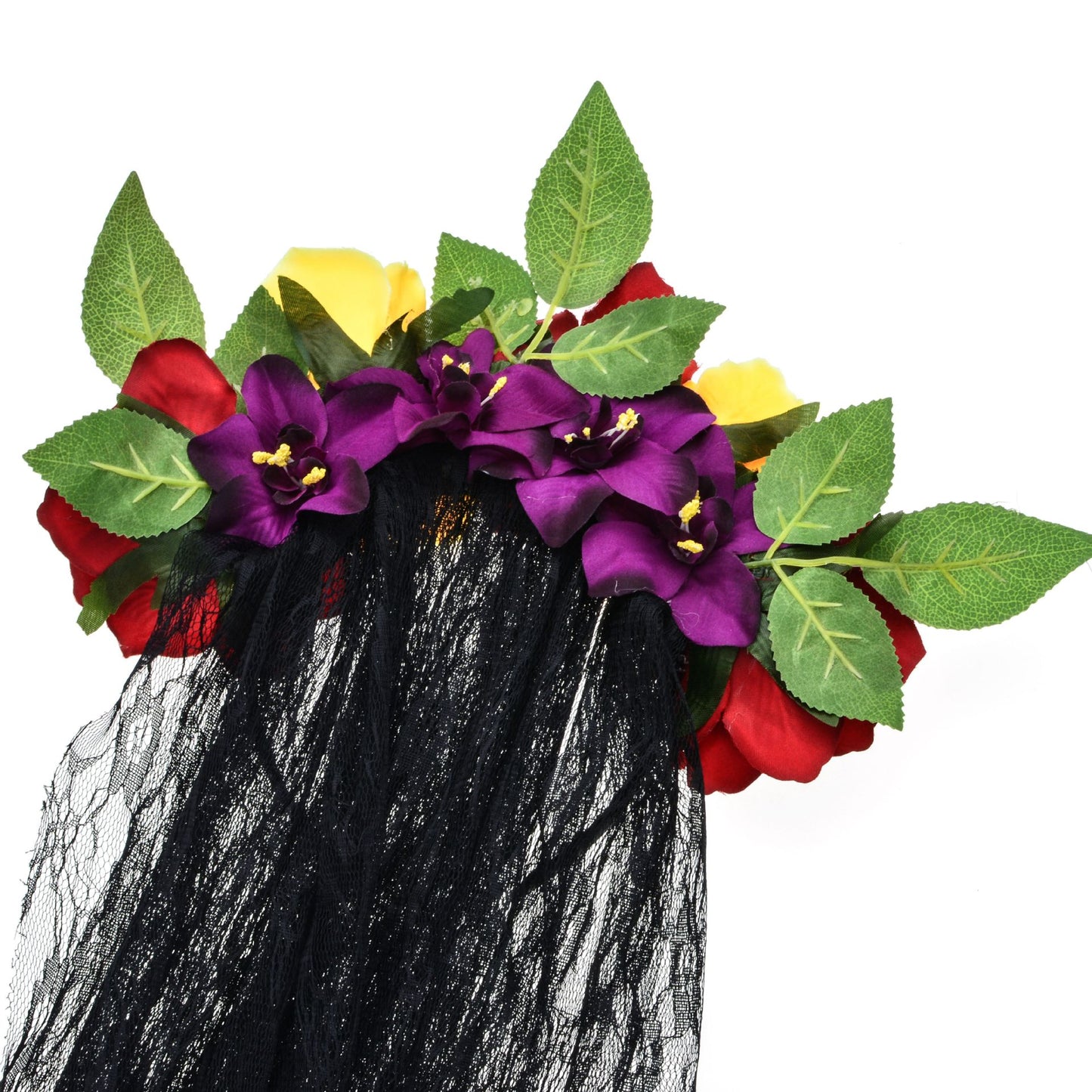 Artificial Rose Flower Headband Lace Veil