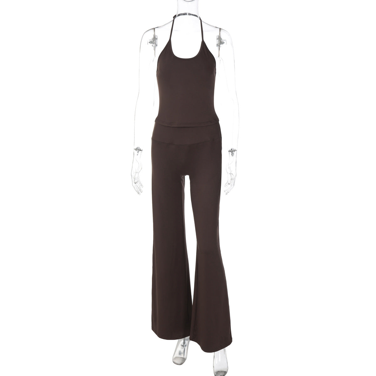 Fashion Backless Small Vest Slim-fit Solid Color Casual Leggings Suit