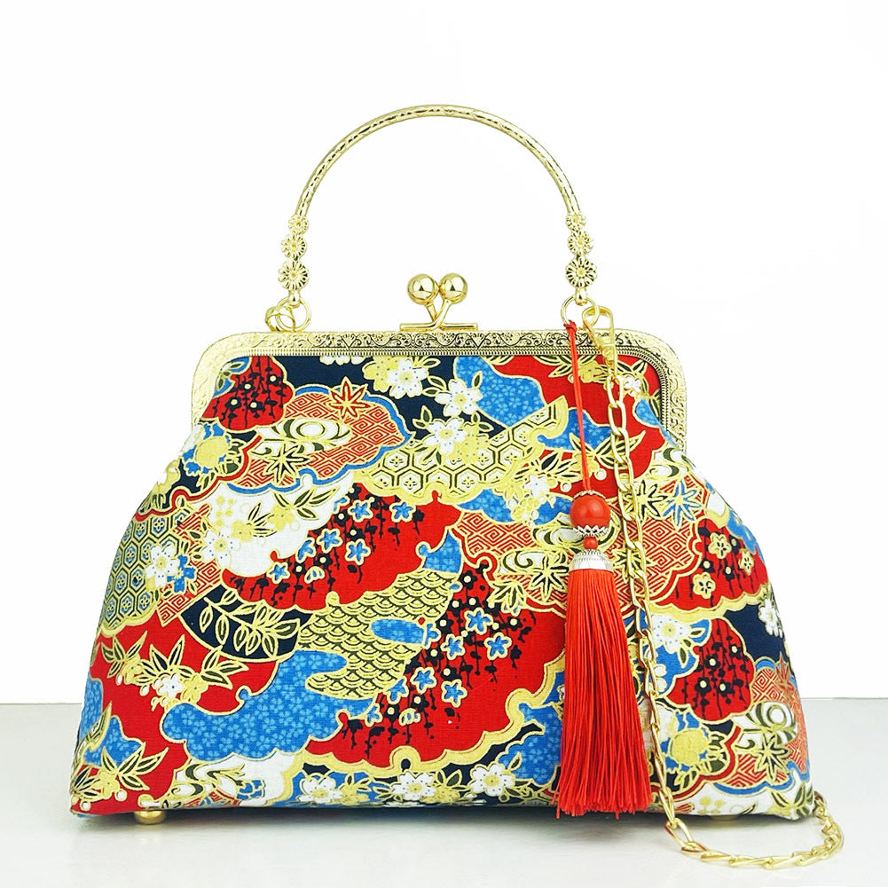 New Chinese Style Retro National Style Embroidered Clutch Bag Red-crowned Crane Handbag