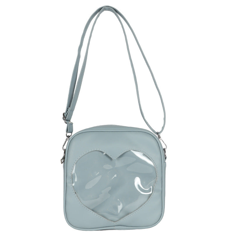 Uniform Cute Student Transparent Love Pu Crossbody Bag