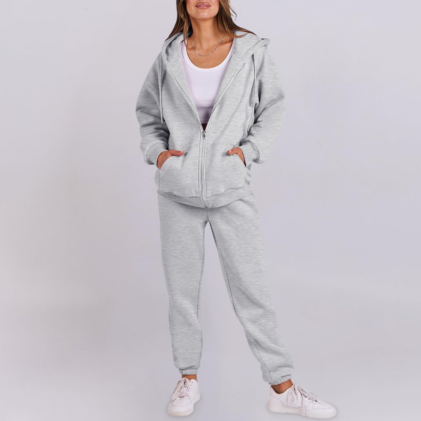 Relaxed-fit Top And Jacket Couples Set Hoodie