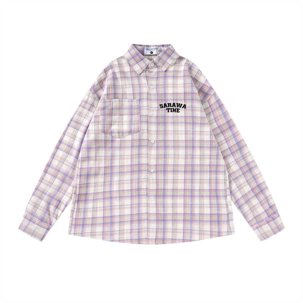 American Plaid Long-sleeved Shirt Men's Spring And Autumn Street