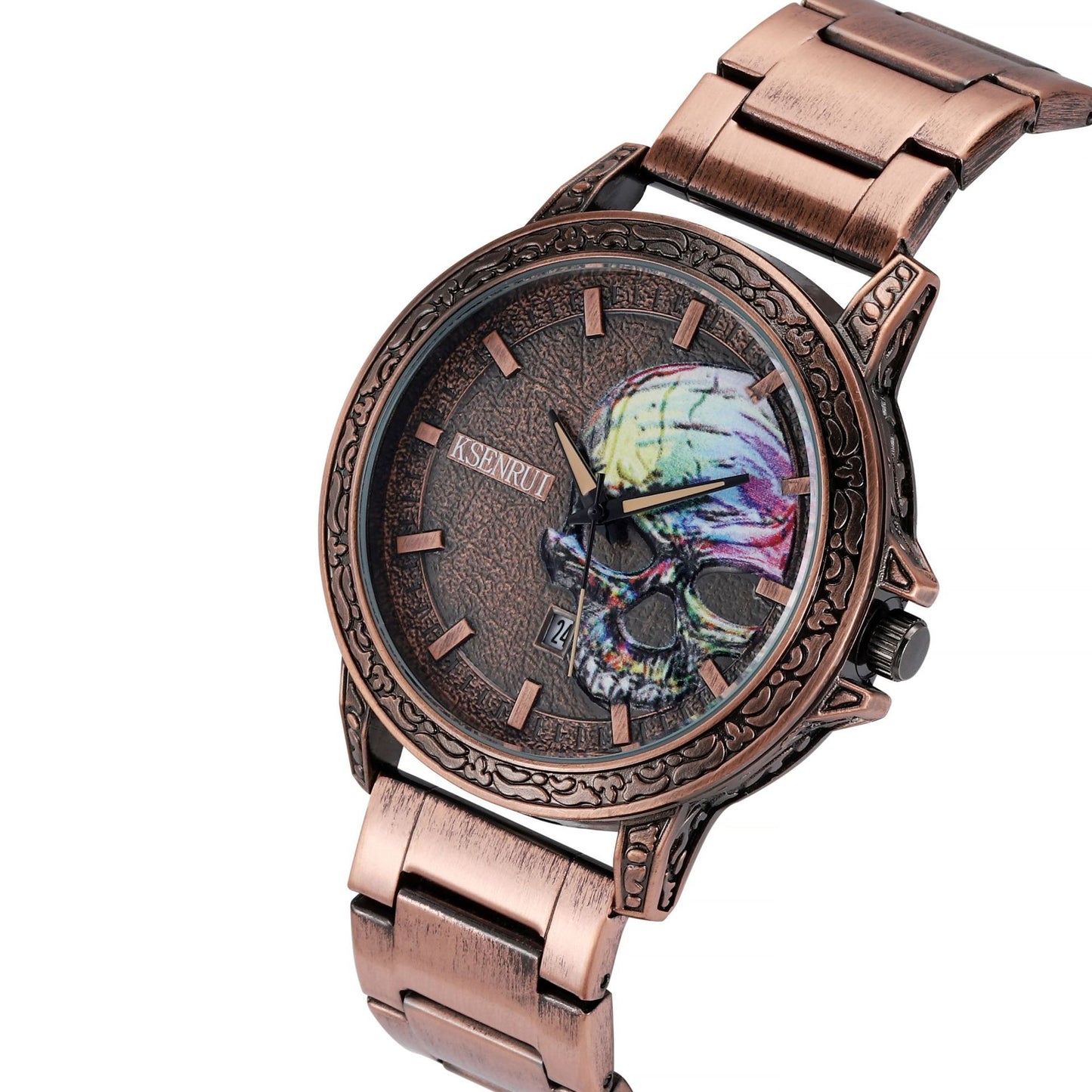 Men Fashion Vintage Stainless Steel Bronze Watch