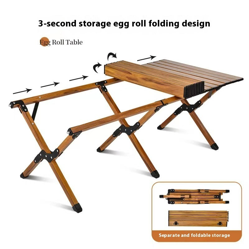 Aluminum Alloy Outdoor Foldable Egg Roll Table Portable Camping Picnic Chair