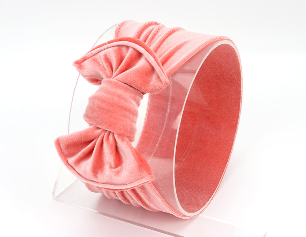 Baby Lace-up Gold Velvet Fat Bow Hair Band