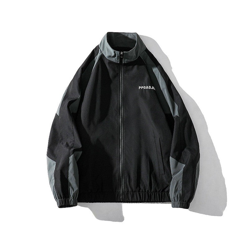 Men's Loose Japanese Style Embroidery Contrast Color Coat Jacket