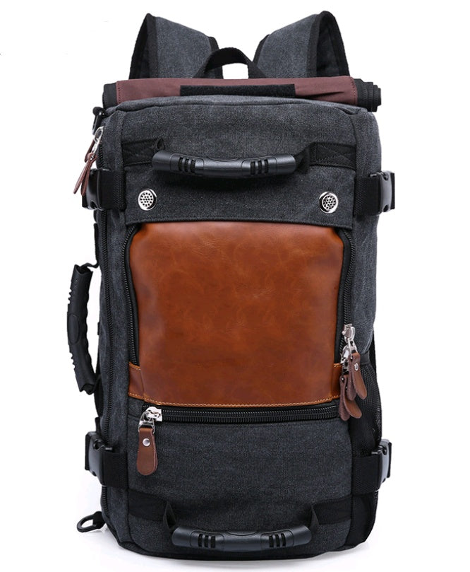 Large-capacity backpack canvas men's backpack multi-function shoulder computer backpack outdoor travel bag