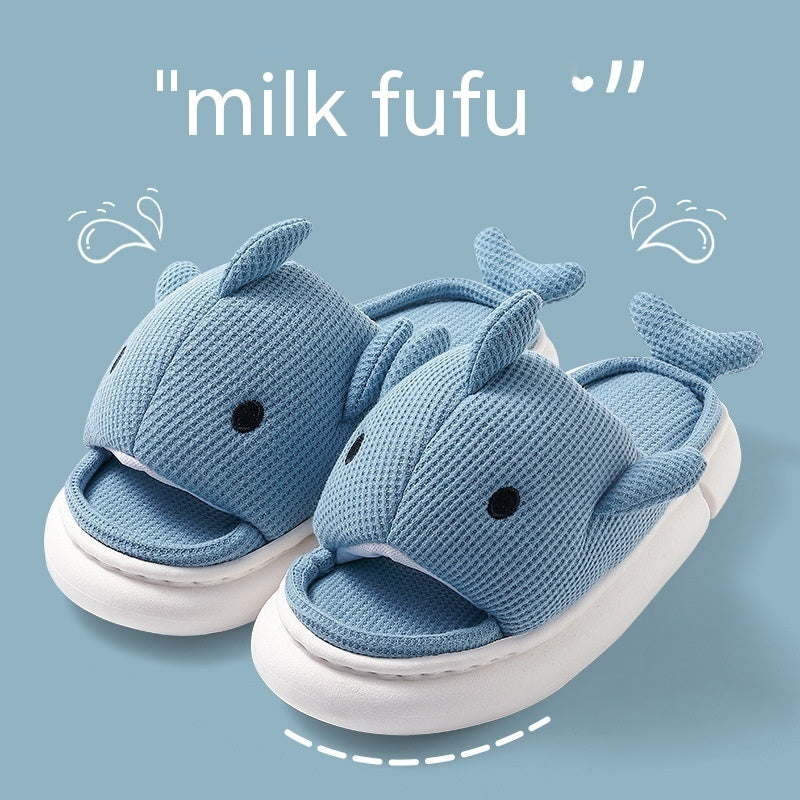 Women's Linen Platform Whale Slippers Summer Household