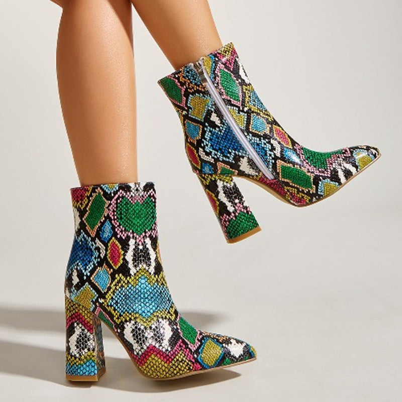 Women's Thick-heeled Pointed High-heeled Martin Boots