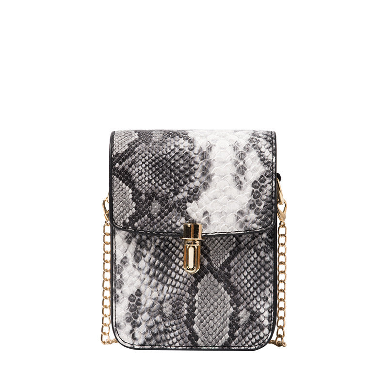 Snakeskin locked one-shoulder bag for women