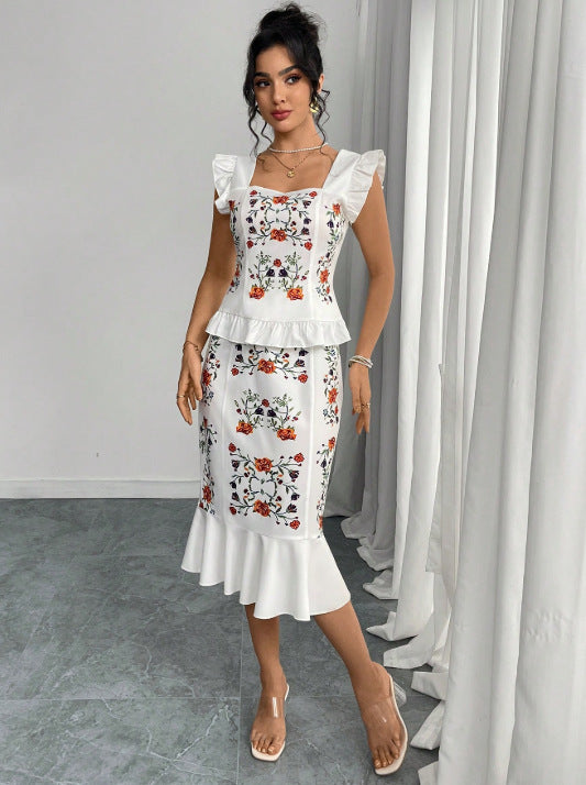 Women's Printed Top And Skirt