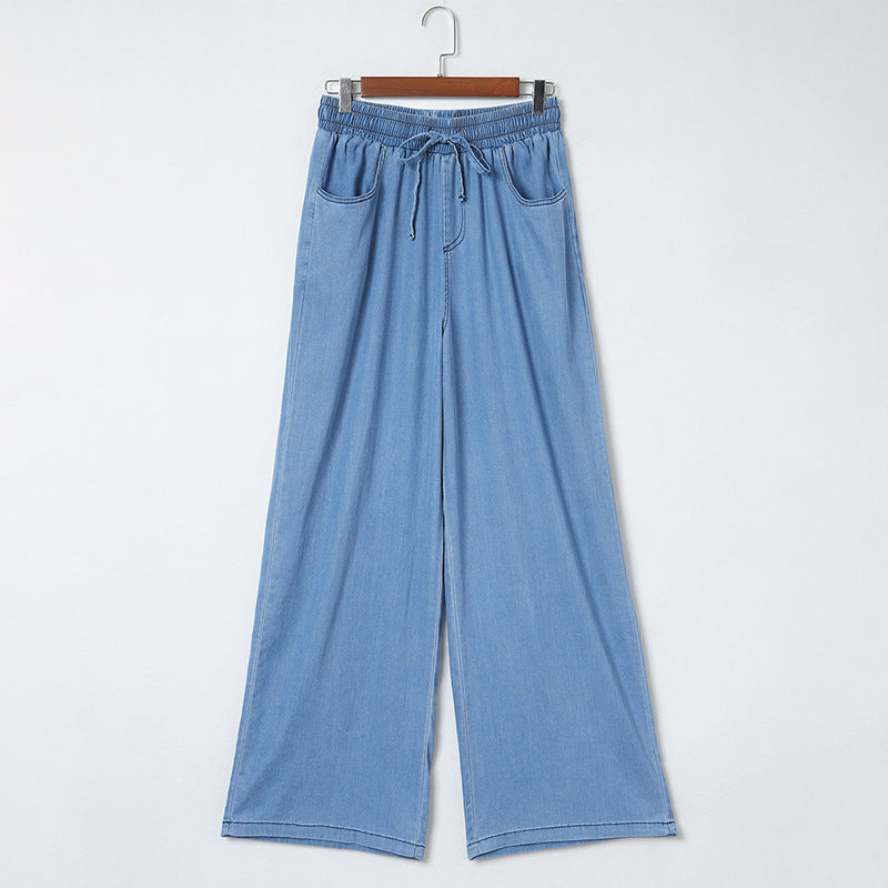 New Summer Women's Wide Leg Jeans European And American High Waist Can Be Worn Outside Trousers Loose Trousers
