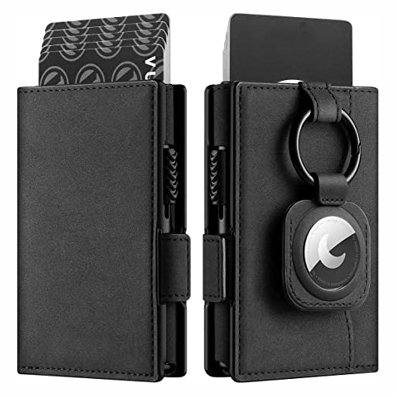 Men's Two-fold Wallet With Pendant Locator Rfid Anti-theft Microfiber