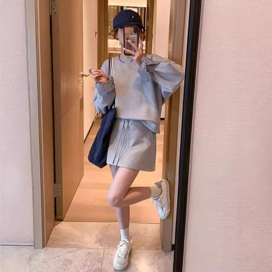 Long-sleeve Top And Skirt Set Top And Skirt