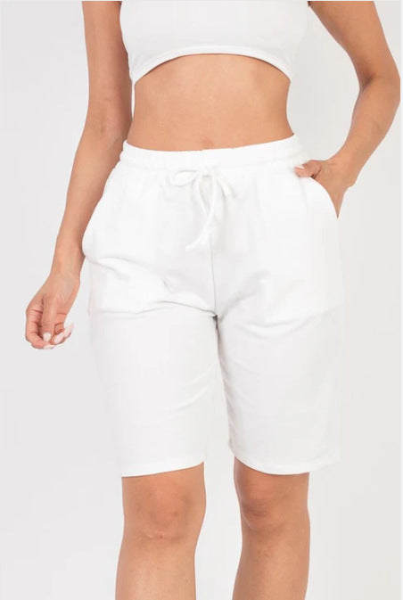 Womens High-waisted Drawstring Workout Shorts